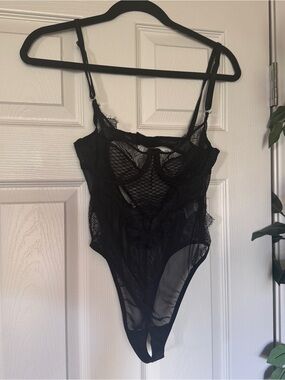 NEW Black Lace Mesh Bodysuit - Women Intimates